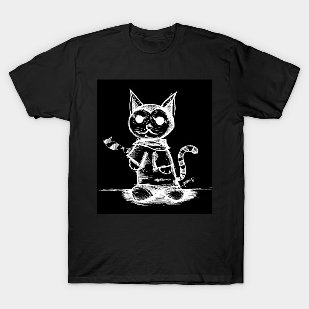 kawaii black cat ecopop T-Shirt by jorge_lebeau